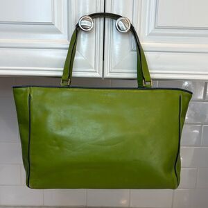 Kate Spade Vintage Bag Purse Handbag Leather Smooth Green Italian Tote Bag RARE